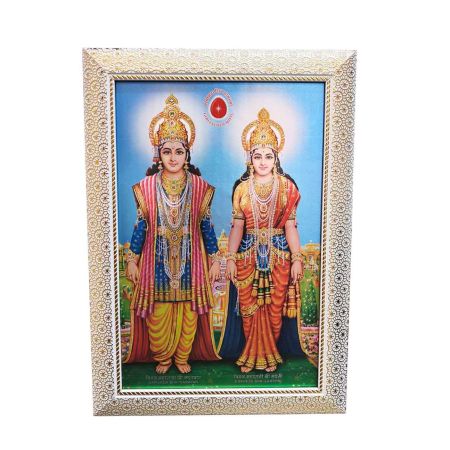 Laxmi Narayan White Golden Photo Frame (Size  8″ X 12″)